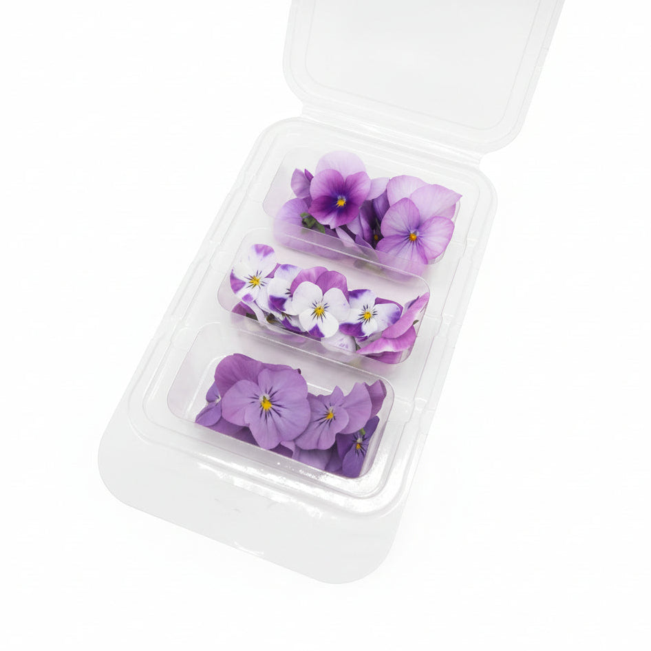Lila eetbare viooltjes. Lila mix. Schattige kleuren, cupcake, taartjes