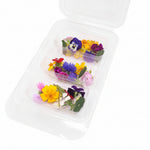 Kleine eetbare bloemenmix. Cupcake, cocktail, garnering