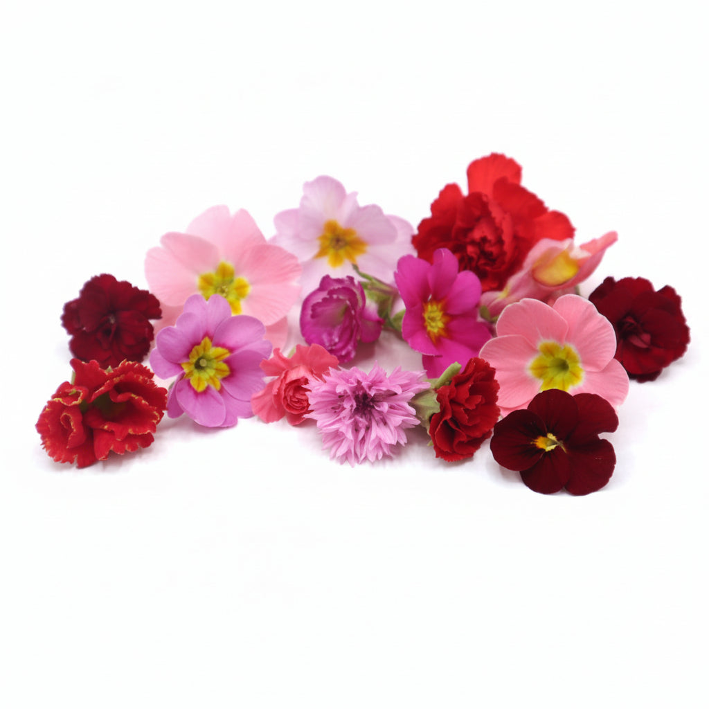 liefdes mix , valentijn eetbare bloemen. rood en roze