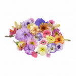 Pastel kleurige eetbare bloemen. Bruiloft, Bruidstaart, champagne, cupcakes, dripcake, lieve kleuren. Floral Delight