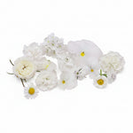 Witte mix, witte eetbare bloemen. créme. Bruiloften, taart, bruidstaart
