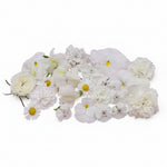 Witte mix, witte eetbare bloemen. créme. Bruiloften, taart, bruidstaart