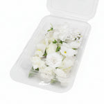 Witte mix, witte eetbare bloemen. créme. Bruiloften, taart, bruidstaart